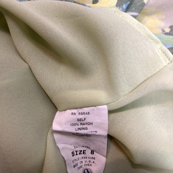 J. Peterman Dress Vintage 90's Blue Green Floral size 8 Medium Midi Summer - Picture 9 of 11